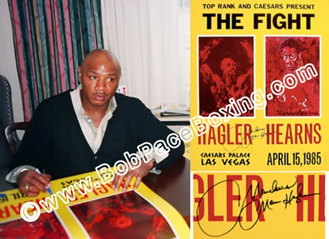 Vintage Original MARVIN HAGLER vs TOMMY HEARNS AUTOGRAPHED Boxing Fight Poster Cover