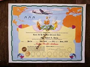 Impresión de certificado TWA Transatlántico Neptuno Rex Lockheed Constellation 1958 - Imagen 1 de 1