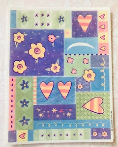 VTG Hallmark Stickers Flowers Hearts Whimsical Pastels - Picture 1 of 2
