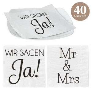 40er Set Hochzeit Servietten Papierservietten Wir sagen Ja Deko Liebe Mr & Mrs - Bild 1 von 5