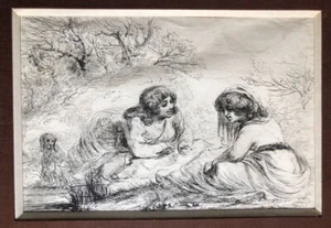 Dominique-Vivant Denon — Deux femmes dans un paysage — gravure originale — 1803. - Picture 1 of 8