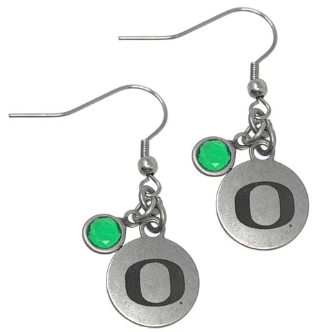 Women's University of Oregon Ducks Earrings Dangle Silver Charmed Cover