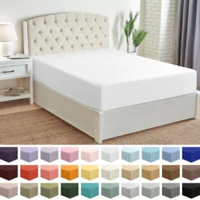 600TC Egyptian Pure Cotton Extra Deep Wall Fitted Sheet S/KS/D/Q/K Size 13Colors - image 1 of 4