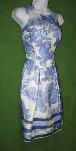 Taylor weiß blau Blumen Seide Organza Vintage-inspiriert Social Tea Kleid 4 $ 128 - Bild 1 von 7