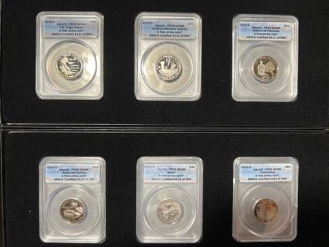 Boxed Set of 6 2009-S US DC & Territories State Quarters ANACS PR70 DCAM X84 Cover