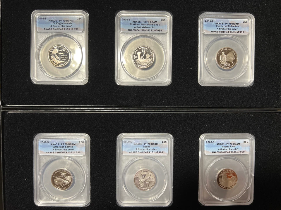 Boxed Set of 6 2009-S US DC & Territories State Quarters ANACS PR70 DCAM X84 - Image 1 of 4