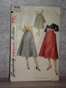 Vintage 1950s SIMPLICITY Women Sewing Pattern 4083 Skirts Waist sz 30 hip 39 B50 - Picture 1 of 1