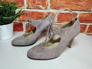 WOMENS JONES BOOTMAKER UK 6 EU 39 TAUPE SUEDE MARY JANE HIGH HEEL COURT SHOES - Picture 1 of 5