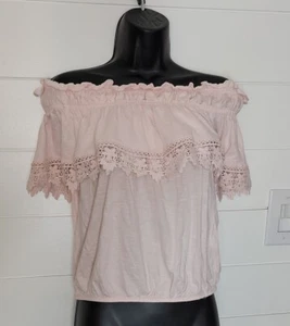 Miss Selfridge Rosa Schulterfreies Top mit Häkeldetail Größe 6 Landhaus Kern - Bild 1 von 4