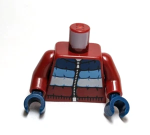 Lego - Minifigur Torso - dunkelrot, blau, gesteppte Skijacke, Reißverschluss - Bild 1 von 2