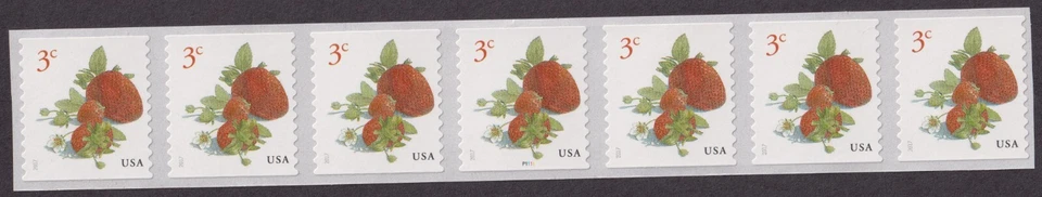 Scott #5201 Strawberries Plate # Coil (PNC7) of 7 Stamps - MNH - Image 1 of 1