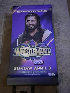 WWE Wrestlemania 34 Roman Reigns Banner Nueva Orleans domingo 8 de abril de 2018 - Imagen 1 de 3