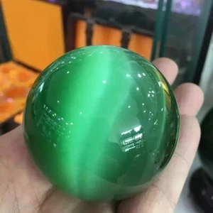 Certified Natural Green Chrysoberyl 1000 Ct Cat's Eye Sphere Cut Loose Gemstone - Picture 1 of 6