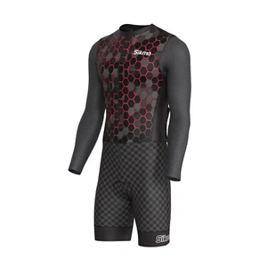 Traje de Ciclismo Para Hombre Manga Completa Gel Acolchado Aerodinámico Una Pieza Trisuit S-XL - Imagen 1 de 26