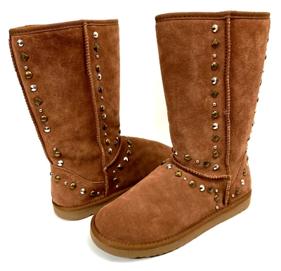 Style&co. Botas de invierno para mujer atornilladas para nieve cuero castaño tostado 10 M con tachuelas Foto 1 de 4