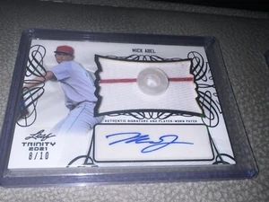 2021 Leaf Trinity Patch Auto Black Button RARE MICK ABEL PHILLIES Auto 8/10 - Picture 1 of 1