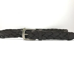 Herren Gürtel Braun XL 42-44 Leder Geflochten Freizeit Silber Schnalle Männer - Bild 1 von 12