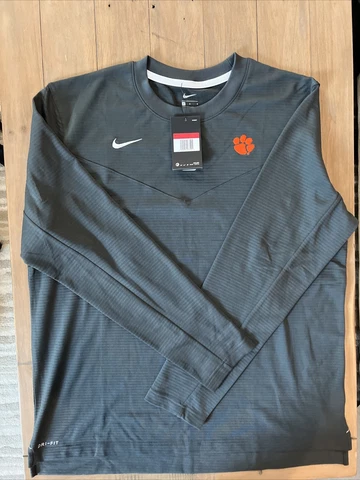 Nike Dry Clemson Tigers Sideline Gear UV Crew Top Men's Large LS Grey CW3424 Cover