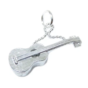 Charm de plata de ley para guitarra .925 x 1 Charms de músico de guitarras- - Imagen 1 de 6