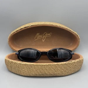 Occhiali da sole donna Maui Jim MJ-124-02 blu nero ovale Italia + CUSTODIA *EUC* - Foto 1 di 9