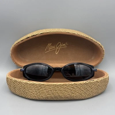 Maui Jim Women Sunglasses MJ-124-02 Blue Black Oval Italy + CASE *EUC* - Image 1 of 4