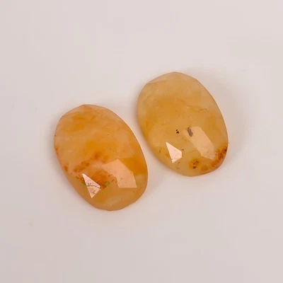 15 Ct Yellow Calcite Gemstone Pair 17x11x4 mm Oval Cut Translucent Faceted Loose - Image 1 of 4