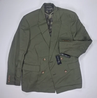 INC Men's Large Linen Blend Sport Coat Olive Green Slim Fit Olive Twist - image 1 of 4