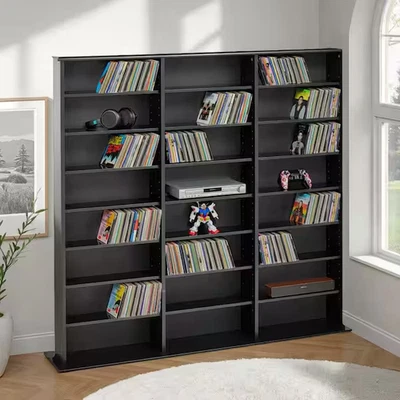 Prepac 51" Triple CD DVD Wall Media Storage Rack in Black - Image 1 of 2