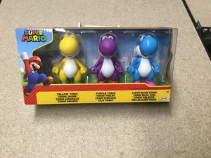 2022 JAKKS Pacific Super Mario Yoshi Figure 3-Pack Yellow Purple Light Blue New - Picture 1 of 2