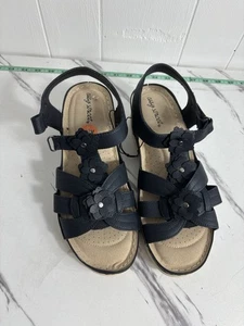 Easy Street sandali donna fiori blu navy comodi taglia 11W Grandmacore Cottage - Foto 1 di 4