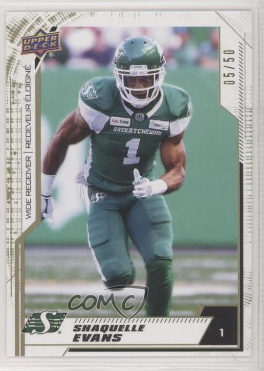 2020 Upper Deck CFL Gold /50 Shaquelle Evans #27 - Image 1 of 2