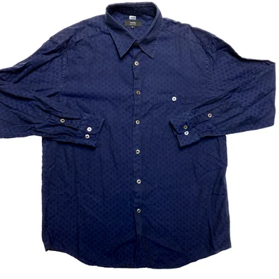 Zanella Dress Shirt Mens XL Navy Blue Long Sleeve Textured Button Up - Image 1 of 4