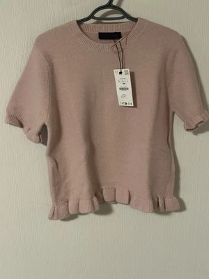 Suéter Pullover ZARA Rosa Manga Corta Tejido Volantes Dobladillo L Nuevo con Etiquetas Foto 1 de 4
