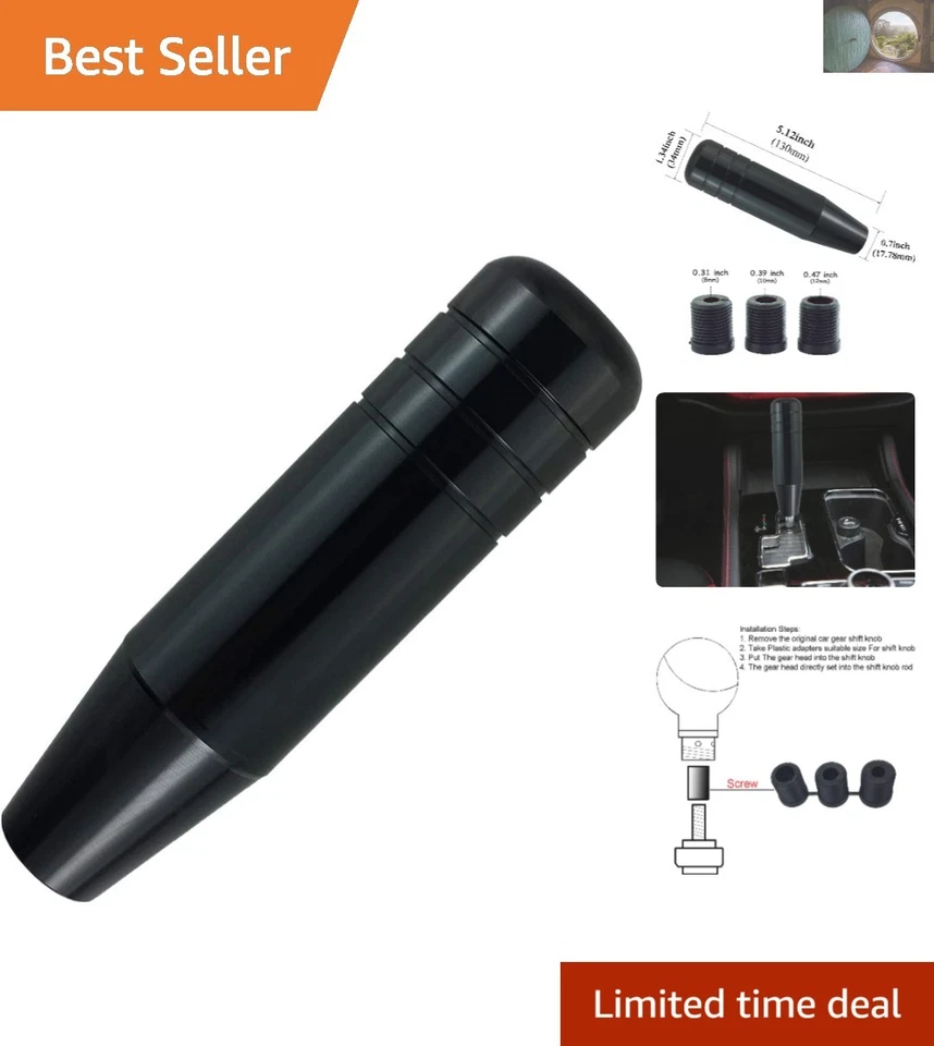 Elegant 5-Inch Black Aluminum Gear Lever Shift Knob with Easy Installation Foto 1 de 4