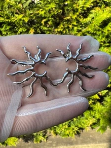 Stainless Steel Silver Color Sun Stud Earrings - Picture 1 of 4