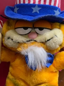 Vintage 1981 Dakin Garfield Patriotic Uncle Sam Plush Stuffed Animal 8" USA - Picture 1 of 4