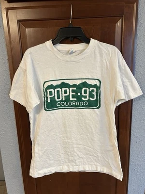 Vintage Pope John Paul T Shirt Single Stitch Large 1993 Colorado Youth Day - Image 1 of 4
