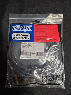 HDMI to DVI 6ft Cable High Quality TRIPPLITE P566-006. - Image 1 of 4