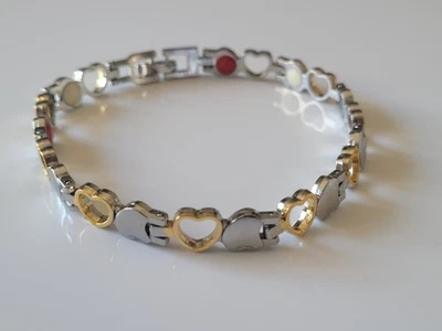 Pulsera magnética en forma de corazón pulsera de eslabones para terapia del dolor de artritis - cierre Foto 1 de 2