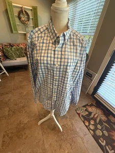 Camicia elegante uomo nautica blu e bianca a quadri XL 100% cotone manica lunga - Foto 1 di 7