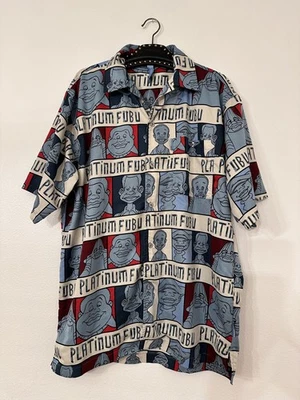 Platinum Fubu Shirt Mens XL Fat Albert Y2K Button-Up Vintage Streetwear  - Image 1 of 4