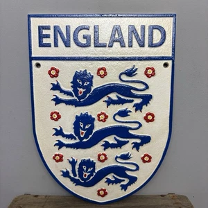 Cast Iron England Football Sign - Man Cave / Garage Plaque - Foto 1 di 3