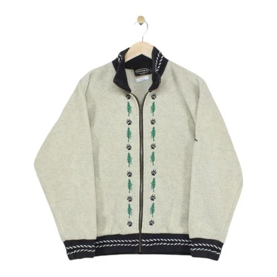 Chaqueta polar vintage para mujer talla S beige bordada años 90 exterior cremallera completa Foto 1 de 4