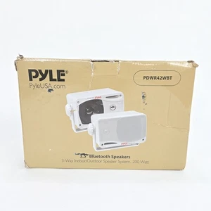 Wasserdichtes kabelloses Bluetooth 3,5" Dual-Lautsprechersystem von Pyle für den Außenbereich – weiß - Bild 1 von 11