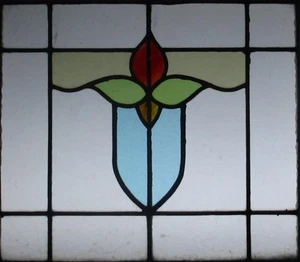 RESUMEN ANTIGUO INGLÉS VITRAL CON PLOMO 22.25" X 20" - Imagen 1 de 3