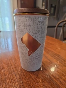 Starbucks 12 Oz. Gold Washington Dc Tumbler With Wood Lid - Picture 1 of 7