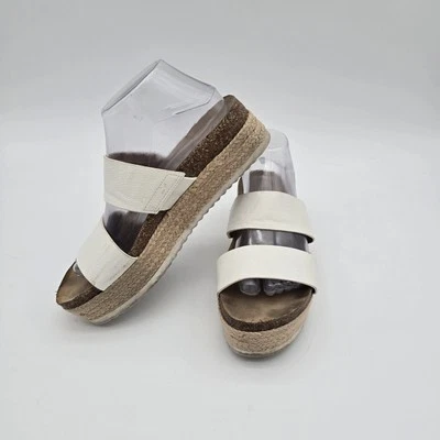 Sandalias Brash Mujer 8 Blancas Sin Cordones Cuero Alpargatas Plataforma Zapatos Doble  Foto 1 de 4