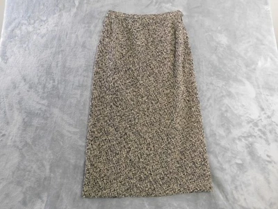 Falda MaxMara Mujer 40 Negro Tostado Mezcla Lana Tweed Midi Hendidura Italia Cápsula Foto 1 de 4