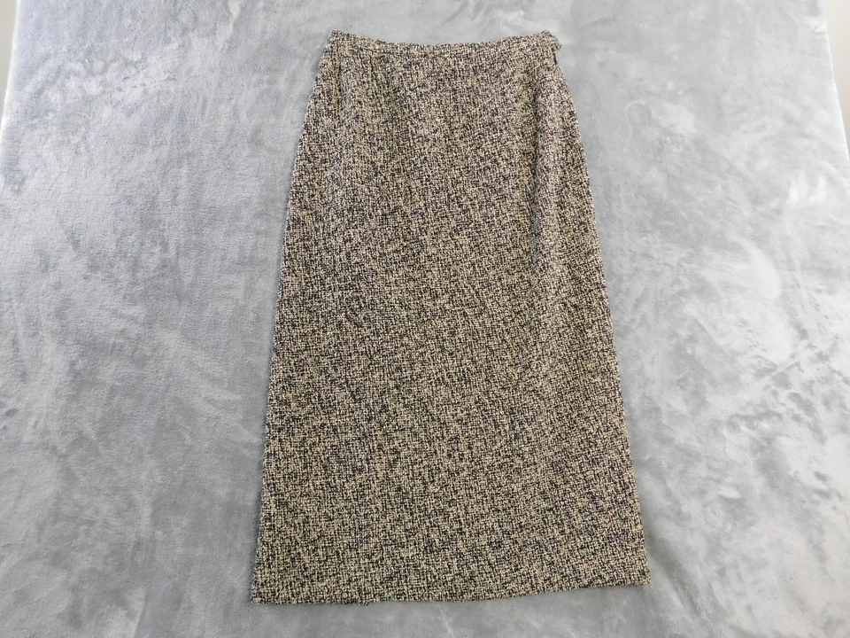 Falda MaxMara Mujer 40 Negro Tostado Mezcla Lana Tweed Midi Hendidura Italia Cápsula Foto 1 de 4