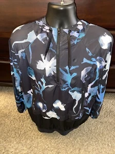 IVY Park Ink Cloud Floral Hooded Pullover Windbreaker Jacket Black Womens Sz M - Picture 1 of 6